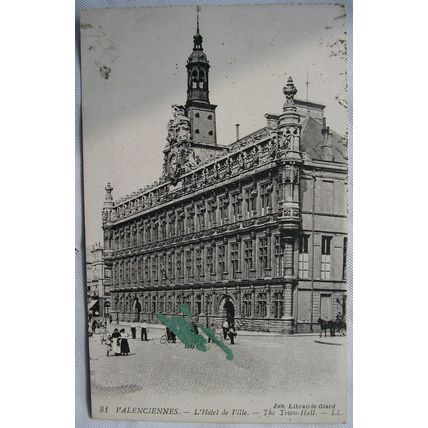 1924 postcard L'Hotel de Ville, Town Hall, Valenciennes