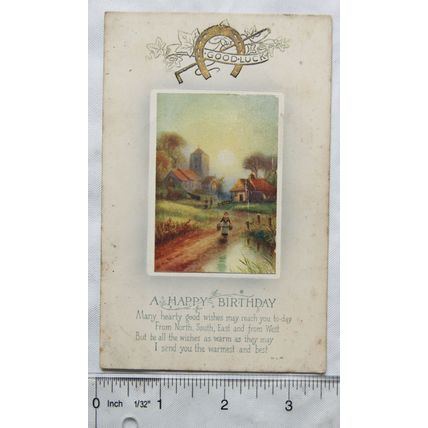 vintage postcard A Happy Birthday - Good Luck