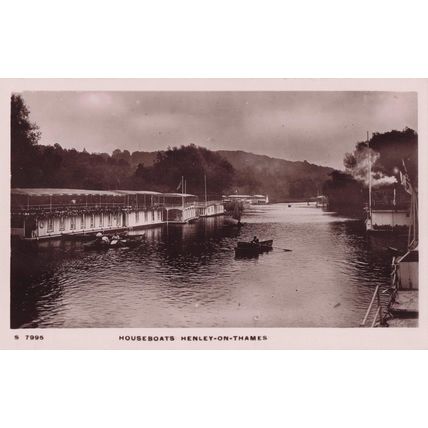 Regatta Houseboats Henley On Thames Rowing At Dusk RPC Postcard