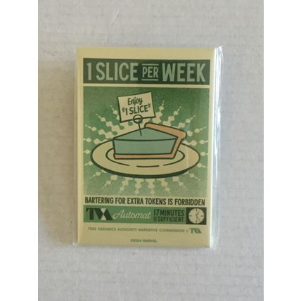 New 2024 D23 Expo Marvel Loki Series Slice of Pie TVA 3'' x 2'' Button