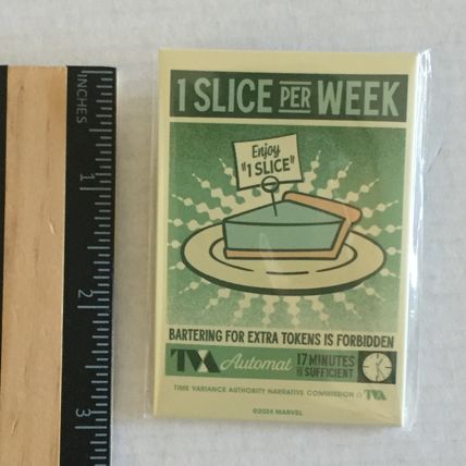 New 2024 D23 Expo Marvel Loki Series Slice of Pie TVA 3'' x 2'' Button