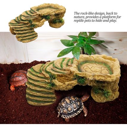 MINYULUA Turtle Basking Platform Reptile Terrarium Hideout Tortoise Resin Rock H