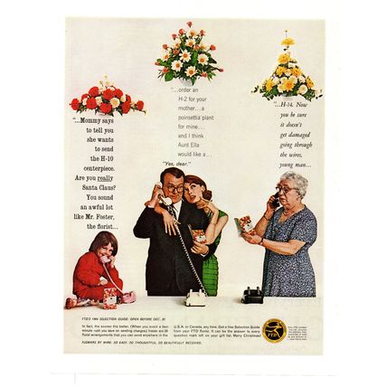 1963 Florists' Telegraph Delivery FTD Telephone Flowers Couple Color Print Ad