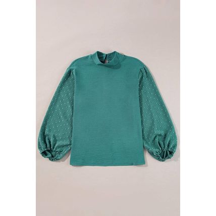 Skobeloff Swiss Dot Balloon Sleeve Loose Blouse