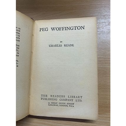 ANTIQUE CHARLES READE "PEG WOFFINGTON" FICTION HARDBACK BOOK (P3)