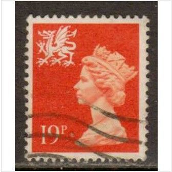 QEII Great Britain 1988 Wales 19p Bright Orange Red Used SG W50 Sc WMMH36 stamp