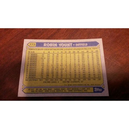 1987 Topps Card # 773 Robin Yount Mint (9) Milwaukee Brewers