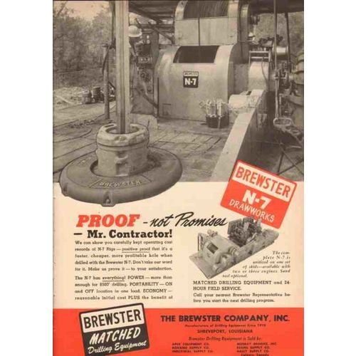 brewster company inc 1950 proof n-7 drawworks oil drilling vintage ad