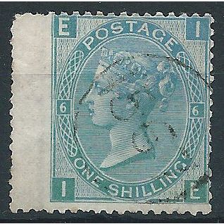 1871 SG117 1/- Green Plate 6 Fine Used Wing Margin Check Letters “IE”