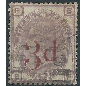 1883 SG159 3d on 3d Lilac Fine Used. Fresh Colour Check Letters “BF".