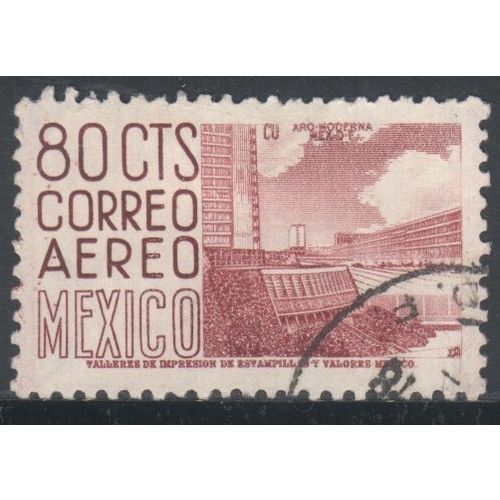 Mexico 1950 (Air) - SG1056 - 80c red - University City, Mexico - used