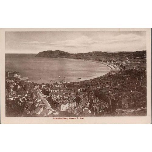 Llandudno, Conwy - Town & Bay RP - postcard c.1920s