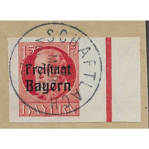GER (BAVARIA) 1919 15pf 'KING LUDWIG (FREISTAAT) (IMPERFED FINE USED(EBID64-462)