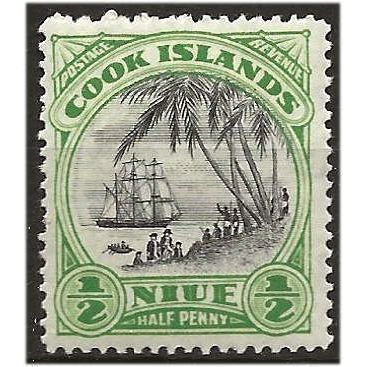 Niue 1944 SG89 1/2d Black & Emerald Mounted Mint ..
