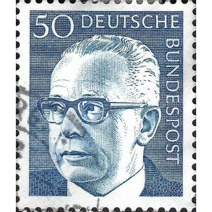 GERMANY, Dr Gustav Heinemann, blue 1971, 50pf, #4