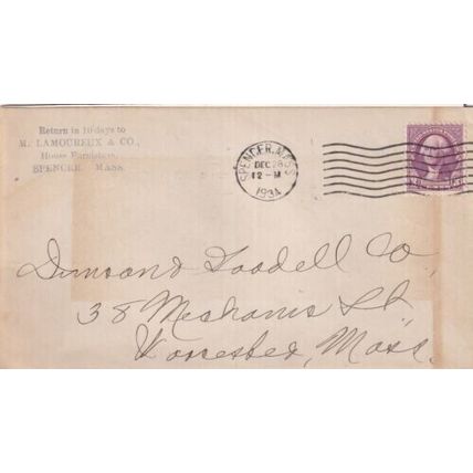 United States 1934 M.Lamoureux & Co. Spencer MASS Cover written VGC