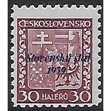 Mi 6 (**): 30 h. lilac Definitive Stamp: Overprinted ‘Slovenský štát 1939’
