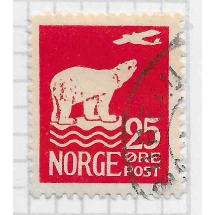 NORWAY 1925 POLAR BEAR PLANE ABOVE 25ore USED FLIGHT AMUNDSEN NORTH POLE SG173