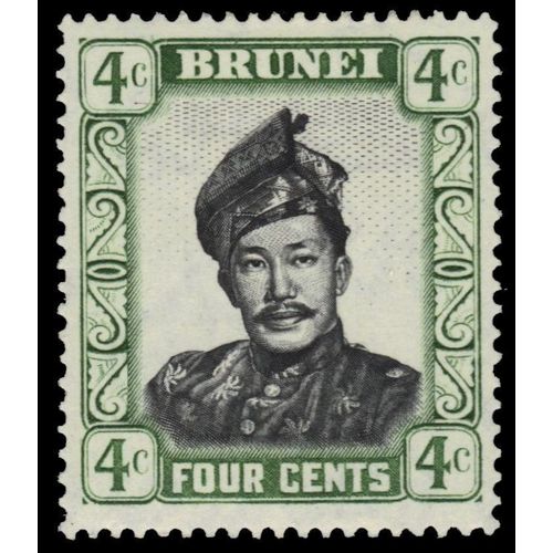 Brunei 1952 4c Black & Green Unmounted Mint MNH SG 103 Sc 86 stamp Ali Saifuddin