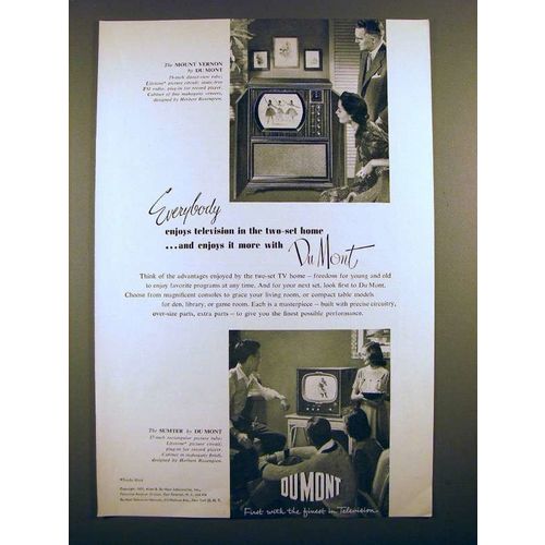 1951 Du Mont Mount Vernon & Sumter Television Ad