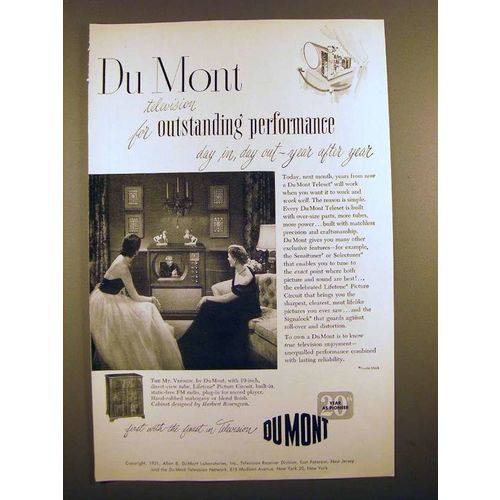 1951 Du Mont Mt. Vernon Television TV Ad - Performance