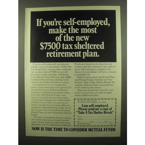 1974 Investment Company Institute Ad - Tax Sheltered
