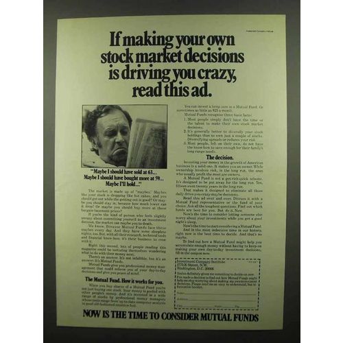 1974 Investment Company Institute Ad - Stock Decisions