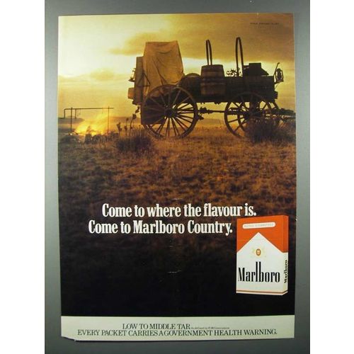 1977 Marlboro Cigarette Ad - Covered Wagon