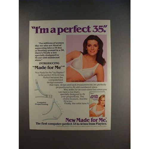 1985 Playtex Made for Me Bra Ad - I'm a perfect 35!