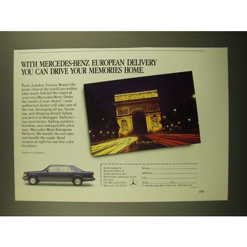 1988 Mercedes-Benz Cars Ad - European Delivery