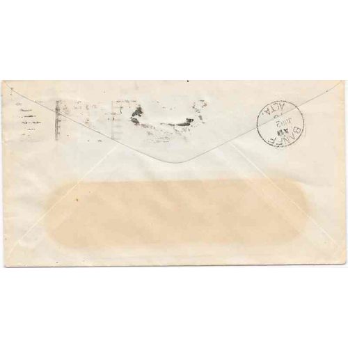 Canada Admiral 2 Cent WAR TAX Letter Rate 1916, Calgary Slogan to Banff Alberta