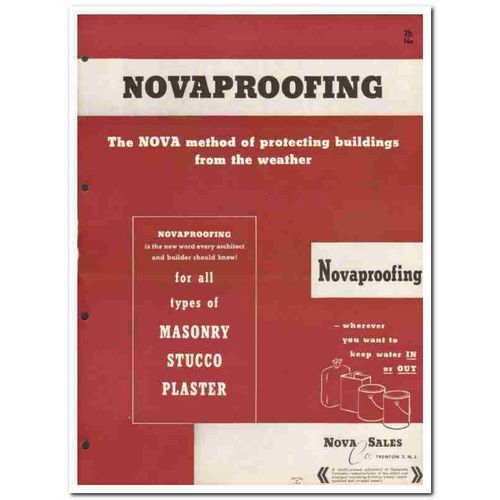NOVA SALES COMPANY 1954 Homosote Novaproofing weather vintage catalog