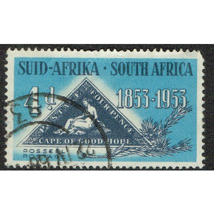 South Africa 1953 Stamp Centenary 4d Deep and Light Blue SG145 FU