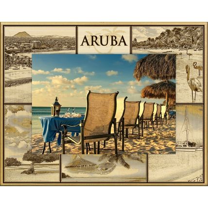 Aruba Montage Laser Engraved Wood Picture Frame (3 x 5)