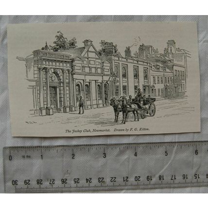 Vintage engraving: The Jockey Club Newmarket drawn by F. G. Kitton