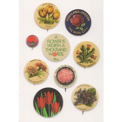 Tulips Carnation Rose Oregon Violets Flower Badge Button Postcard