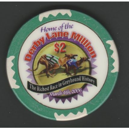 Derby Lane. $2 Casino Chip. St Petersburg, FL. I49a.