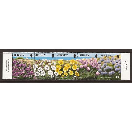 1995 Jersey, Wild flowers, NH Mint Strip of Stamps SG 707a