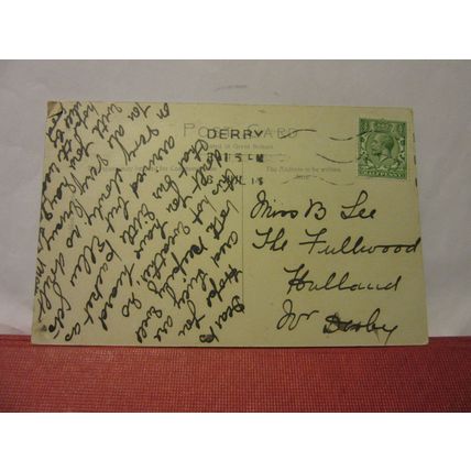 from the river, DERBY, DERBYSHIRE used antique postcard 1914 pm =