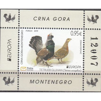 Montenegro 2019 Bloc Feuillet Europa CEPT Oiseau Grand Tétras Neuf **