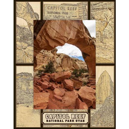 Capitol Reef National Park Utah Laser Engraved Wood Picture Portrait (3 x 5)