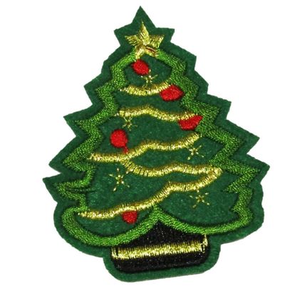 Christmas Tree Iron On Patch Motif Badge Decoration Applique Xmas Season P200