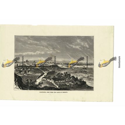 Barcelona, From Castle Of Monjul, Spain, Book Illustration (Print), 1880