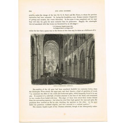 Choir of Chichester Cathedral, Sussex, England, Book Illustration (Print), 1882