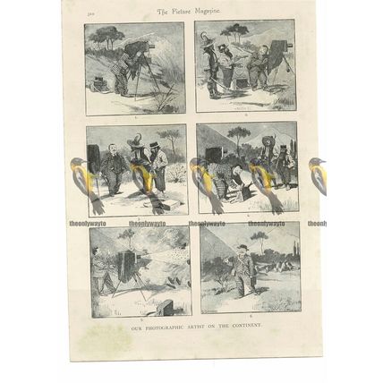 Photographic Artist on the Continent, Victorian Cartoon, Book Illustration, 1895