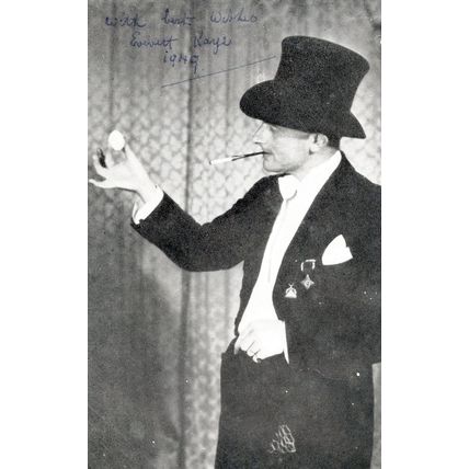 Ernest Kaye 1940s Magician Smoking Egg Antique Hand Signed Photo Card