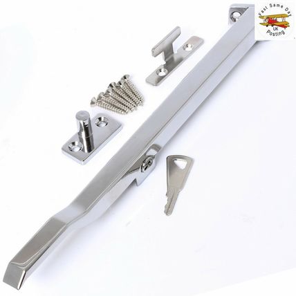 10" POLISHED CHROME LOCKING CASEMENT WINDOW STAY FASTENER 250mm Lever Arm Latch