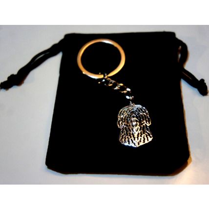 SPANISH WATER DOG KEY RING WITH KEY CHAIN & VELVET GIFT BAG