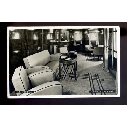 LS3870 - Strick Line Cargo Ship - Muristan - Smoke Room Bar - plainback postcard