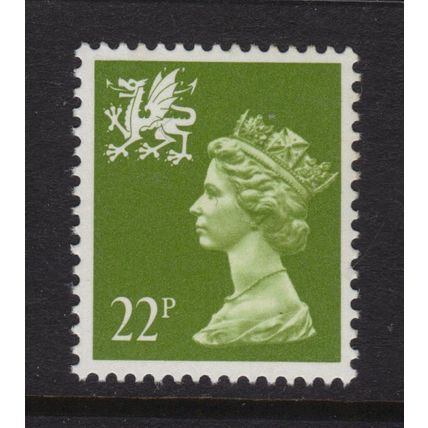 W55 22p Yellow-green WALES - Unmounted Mint